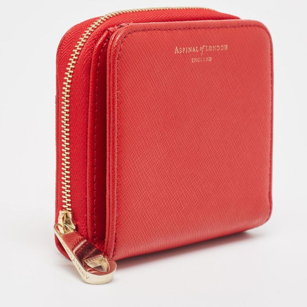 Aspinal Of London Red Leather Zip Around Compact Wallet - Picture 3 of 7